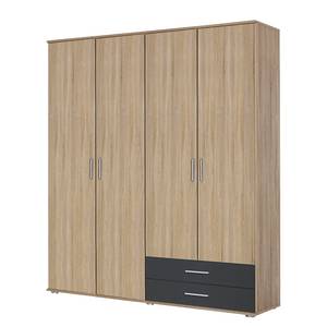 Armoire à portes battantes Rasant-Extra Anthracite / Imitation chêne de Sonoma - Largeur : 168 cm - Sans portes miroir