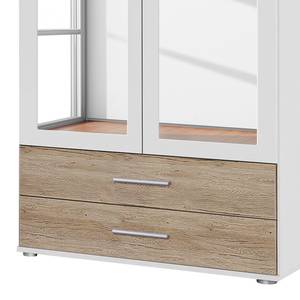 Armoire à portes battantes Rasant-Extra Blanc alpin / Imitation chêne de San Remo - Largeur : 85 cm - 2 miroir