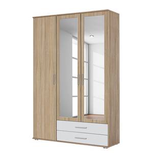 Armoire à portes battantes Rasant-Extra Imitation chêne de Sonoma / Blanc alpin - Largeur : 127 cm - 2 miroir