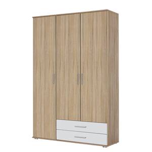 Armoire à portes battantes Rasant-Extra Imitation chêne de Sonoma / Blanc alpin - Largeur : 127 cm - Sans portes miroir