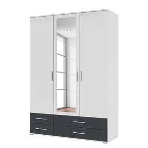 Drehtürenschrank Rasant-Extra I Alpinweiß / Anthrazit - Breite: 127 cm - Mit Spiegeltür/-en