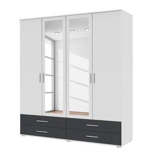 Drehtürenschrank Rasant-Extra I Alpinweiß / Anthrazit - Breite: 168 cm - Mit Spiegeltür/-en