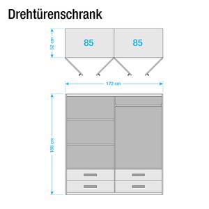 Drehtürenschrank Rasant-Extra I Alpinweiß / Anthrazit - Breite: 168 cm - Ohne Spiegeltür/-en