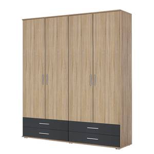 Armoire Rasant-Extra I portes battantes - Anthracite / Imitation chêne de Sonoma - Largeur : 168 cm - Sans portes miroir