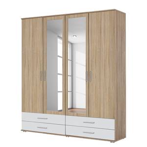 Armoire Rasant-Extra I portes battantes - Imitation chêne de Sonoma / Blanc alpin - Largeur : 168 cm - Avec portes miroir