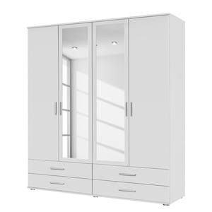 Armoire à portes pivotantes Rasant I Blanc alpin - Largeur : 168 cm - Avec portes miroir