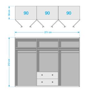 Armoire à portes pivotantes Rosenheim I Blanc alpin - Largeur : 271 cm