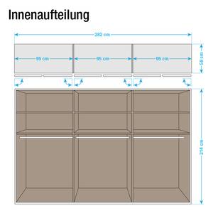 Armoire à portes battantes Savina Aulne - Largeur : 282 cm - Avec cadre passepartout - 2 miroir