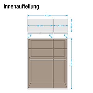 Drehtürenschrank Savina Wildeiche - Breite: 142 cm - Mit Passepartoutrahmen - 1 Spiegeltür