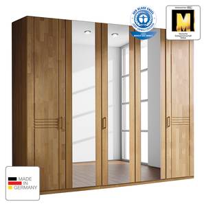 Armoire à portes battantes Savina Chêne sauvage - Largeur : 235 cm - Sans cadre passepartout - 2 miroir