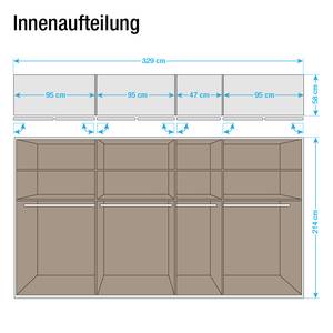 Draaideurkast Savina Wild eikenhout - Breedte: 329 cm - Zonder passe-partout lijst - 3 spiegeldeuren