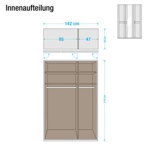 Armoire à portes battantes Sitara II Aulne partiellement massif - Verni - 282 cm - 6 portes