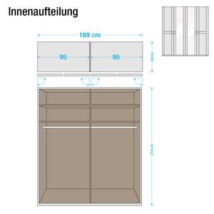 Armoire à portes battantes Sitara II Aulne partiellement massif - Verni - 235 cm - 5 portes - 1 miroir