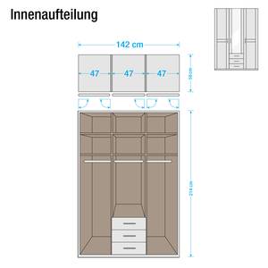 Armoire à portes battantes Sitara III Aulne partiellement massif - Verni - 235 cm - 5 portes