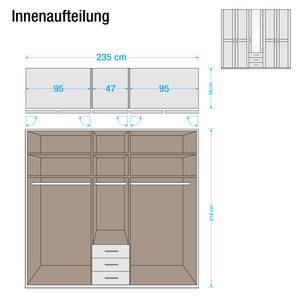 Draaideurkast Sitara III gelakt deels massief elzenhout - kastbreedte: 235cm -5-deurs