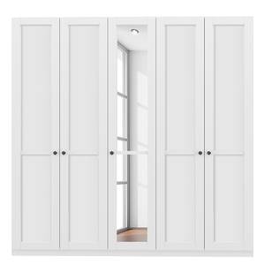 Armoire à portes battantes Skøp Blanc alpin / Miroir en cristal - 225 x 222 cm - 5 portes - Basic