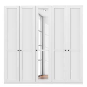 Armoire à portes battantes Skøp Blanc alpin / Miroir en cristal - 225 x 222 cm - 5 portes - Premium