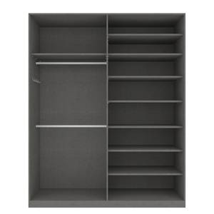 Drehtürenschrank SKØP I Hochglanz Weiß/ Kristallspiegel - 181 x 236 cm - 4 Türen - Comfort