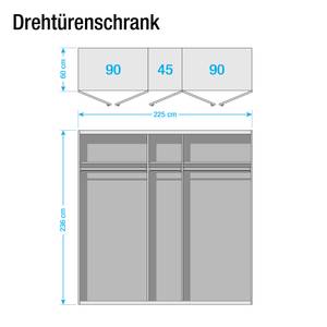 Drehtürenschrank SKØP I Graphit - 225 x 236 cm - 5 Türen - Basic