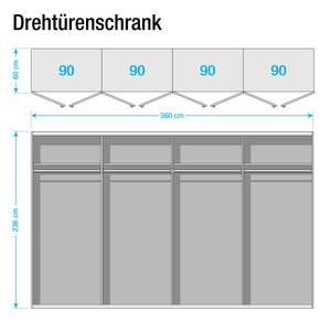 Drehtürenschrank SKØP II Mattglas Weiß - 360 x 236 cm - 8 Türen - Premium