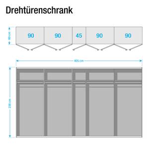 Drehtürenschrank SKØP I Hochglanz Weiß - 405 x 236 cm - 9 Türen - Premium