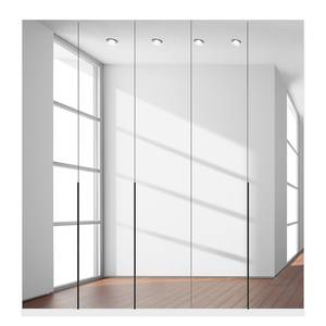 Armoire à portes battantes Skøp I Blanc alpin / Miroir en cristal - 225 x 236 cm - 5 portes - Premium