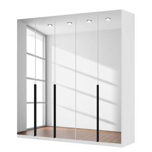 Drehtürenschrank SKØP I Alpinweiß/ Kristallspiegel - 225 x 236 cm - 5 Türen - Comfort