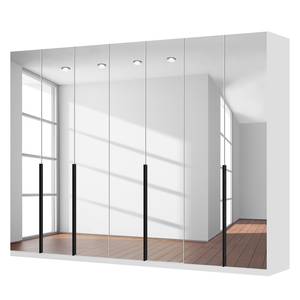 Armoire à portes battantes Skøp I Blanc alpin / Miroir en cristal - 315 x 236 cm - 7 portes - Confort