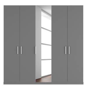 Armoire à portes battantes Skøp I Graphite / Miroir en cristal - 225 x 222 cm - 5 portes - Confort