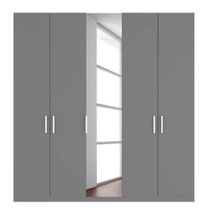 Armoire à portes battantes Skøp I Graphite / Miroir en cristal - 225 x 236 cm - 5 portes - Basic