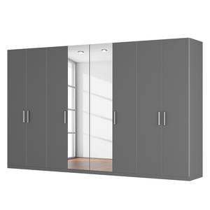 Armoire à portes battantes Skøp I Graphite / Miroir en cristal - 360 x 222 cm - 8 portes - Confort