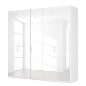 Armoire à portes battantes Skøp I Blanc brillant - 225 x 222 cm - 5 portes - Confort