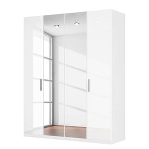 Armoire à portes battantes Skøp I Blanc brillant / Miroir en cristal - 181 x 222 cm - 4 portes - Basic