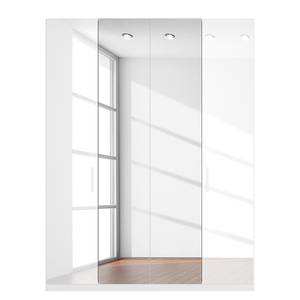 Drehtürenschrank SKØP I Hochglanz Weiß/ Kristallspiegel - 181 x 236 cm - 4 Türen - Basic