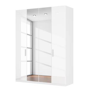 Armoire à portes battantes Skøp I Blanc brillant / Miroir en cristal - 181 x 236 cm - 4 portes - Basic