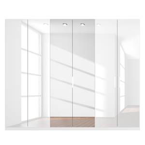 Armoire à portes battantes Skøp I Blanc brillant / Miroir en cristal - 270 x 222 cm - 6 portes - Confort