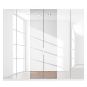 Armoire à portes battantes Skøp I Blanc brillant / Miroir en cristal - 270 x 236 cm - 6 portes - Confort