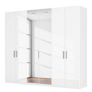 Armoire à portes battantes Skøp I Blanc brillant / Miroir en cristal - 270 x 236 cm - 6 portes - Premium
