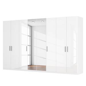Armoire à portes battantes Skøp I Blanc brillant / Miroir en cristal - 360 x 222 cm - 8 portes - Premium