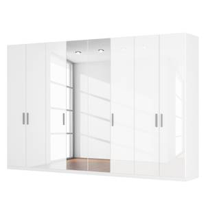 Armoire à portes battantes Skøp I Blanc brillant / Miroir en cristal - 360 x 236 cm - 8 portes - Confort