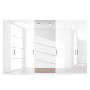 Drehtürenschrank SKØP I Hochglanz Weiß/ Kristallspiegel - 360 x 236 cm - 8 Türen - Comfort