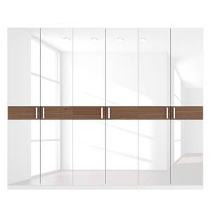 Drehtürenschrank SKØP I Hochglanz Weiß/ Nussbaum Dekor - 270 x 222 cm - 6 Türen - Basic