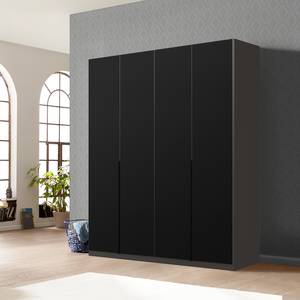 Armoire à portes battantes Skøp I Verre mat noir - 181 x 222 cm - 4 portes - Basic