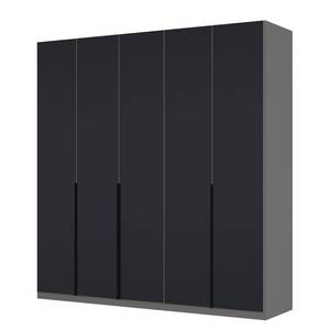 Armoire à portes battantes Skøp I Verre mat noir - 225 x 236 cm - 5 portes - Confort