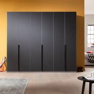 Drehtürenschrank SKØP I Graphit / Mattglas Schwarz - 270 x 236 cm - 6 Türen - Premium