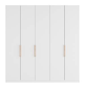 Armoire à portes battantes Skøp I Verre mat blanc - 225 x 236 cm - 5 portes - Confort
