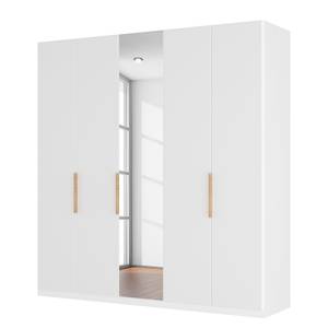 Drehtürenschrank SKØP I Mattglas Weiß/ Kristallspiegel - 225 x 222 cm - 5 Türen - Comfort