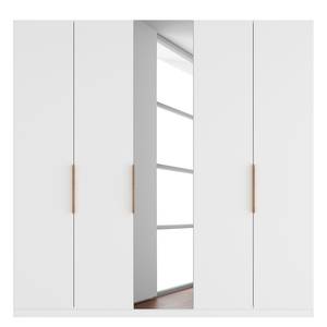 Drehtürenschrank SKØP I Mattglas Weiß/ Kristallspiegel - 225 x 222 cm - 5 Türen - Comfort