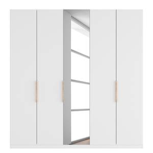 Armoire à portes battantes Skøp I Verre blanc mat / Miroir en cristal - 225 x 236 cm - 5 portes - Basic