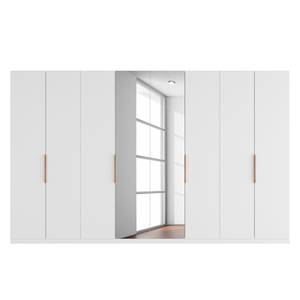 Drehtürenschrank SKØP I Mattglas Weiß/ Kristallspiegel - 360 x 222 cm - 8 Türen - Premium